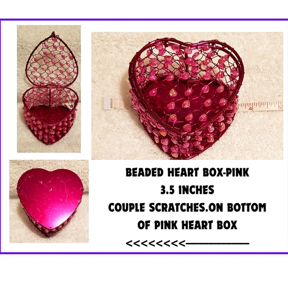 🟩🔥💜2 ITEMS💜BEADED PHOTO FRAME & HEART BOX - Picture 2 of 3